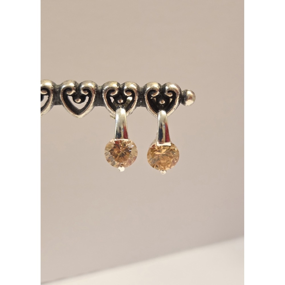 Sterling Silver & Citrine Solitaire Dangle Earrings Earrings 925